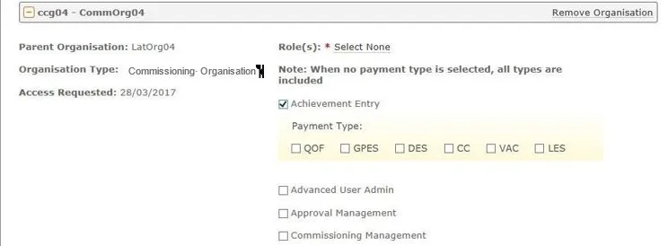 Screenshot from CQRS National showing available CQRS Roles