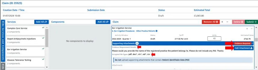 Screenshot from CQRS Local showing add attachment button