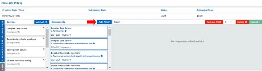 Screenshot from CQRS Local showing all all components list