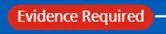 Screenshot from CQRS Local showing evidence required icon in red rectangle with white text
