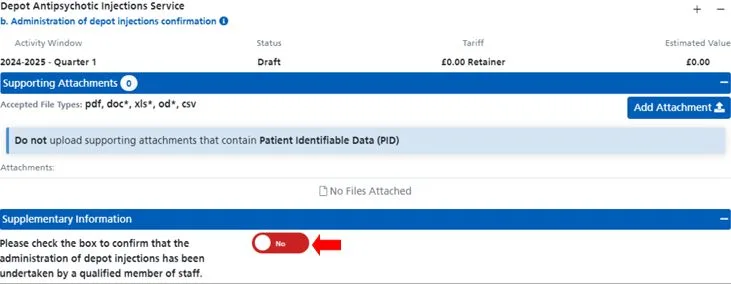 Screenshot from CQRS Local showing no to yes toggle button