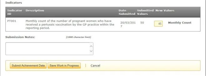 Screenshot from CQRS National showing new values field