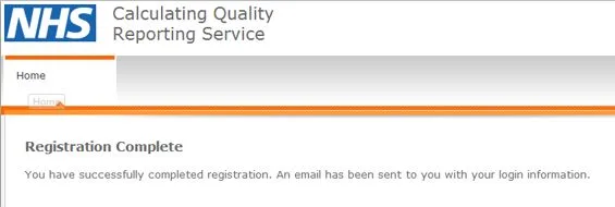 Screenshot from CQRS National showing registration complete screen
