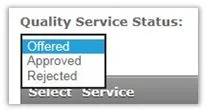 Screenshot from CQRS National showing Quality Service Status: offered, approved, rejected