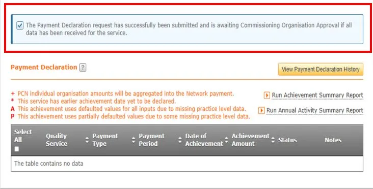 Screenshot from CQRS National showing achievement successfully moved to awaiting organisation approval