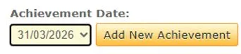 Screenshot from CQRS National showing achievement date box