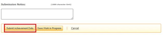 Screenshot from CQRS National showing submit data button